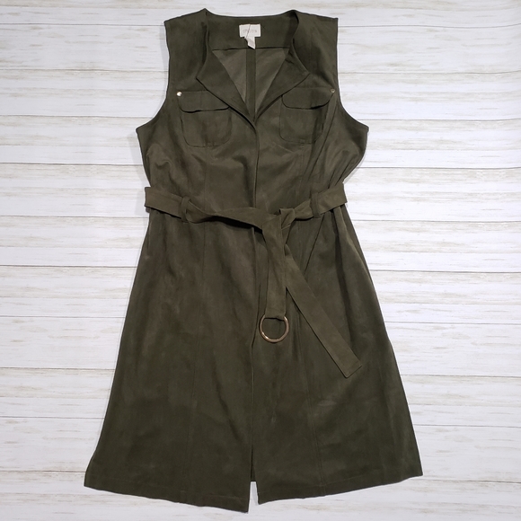 Chico's Jackets & Blazers - Chico's 1 Faux Suede Vest Duster Green